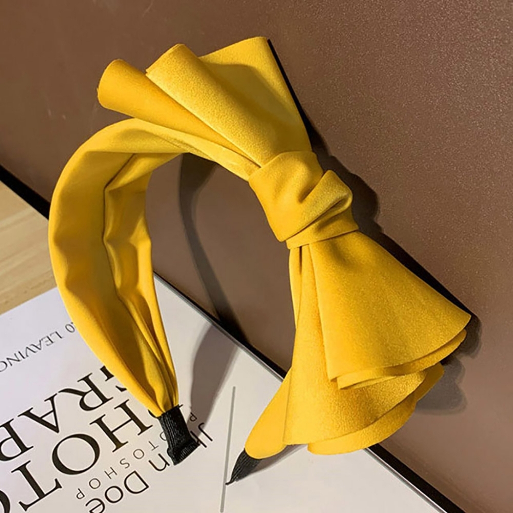 Yellow Bow Headband Hair Simple Statement Accessory Wide Knot Ribbon